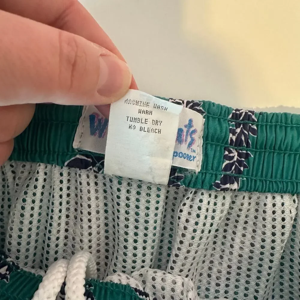 Water Prints by Reyn Spooner Vintage Men’s Swim Trunks Teal Leis Size XL‎ Hawaii